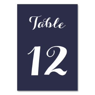 Numéro De Table Écriture Élégante Chic Bleu Blanc Mariée Fête de M
