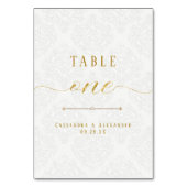 Numéro De Table Écriture élégante Mariage Paillettes dorées Dentel (Dos)