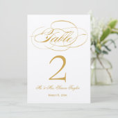Numéro de table - Écriture Élégante - Or (Debout devant)