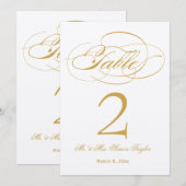 Numéro de table - Écriture Élégante - Or (Devant / Derrière)