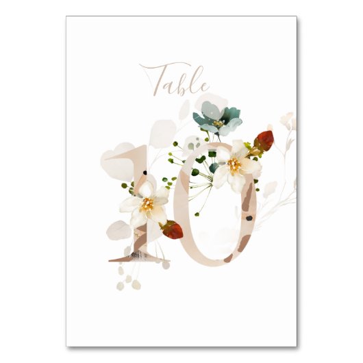 Numéro De Table Écriture manuscrite florale rustique 10 Mariage (Par défaut)
