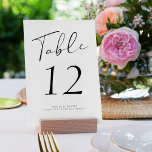 Numéro De Table Écriture moderne élégant mariage noir et blanc<br><div class="desc">Simple élégant minimaliste classique classique de calligraphie noire script mariage accueil personnalisé carte de table blanche modèle. VEUILLEZ NOTER que pour commander différents numéros, vous devez les customiser et les mettre dans le panier un par un (une carte sans 1, une autre sans 2, etc). Vous pouvez modifier la couleur...</div>