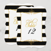 Numéro de table écriture noir et blanc paillettes  (Devant / Derrière)