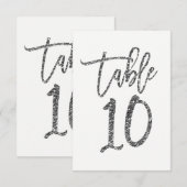 Numéro de table écriture tendance pailleté argent  (Devant / Derrière)