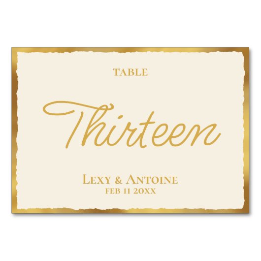 Numéro De Table Ecru Luxe Gold Edge simple (Dos)