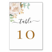 Numéro De Table Eeucalyptus à fleurs blanches vert élégant (Par défaut)