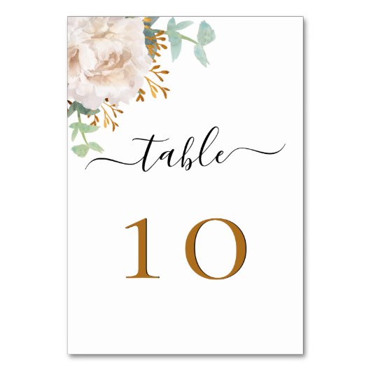 Numéro De Table Eeucalyptus à fleurs blanches vert élégant (Par défaut)