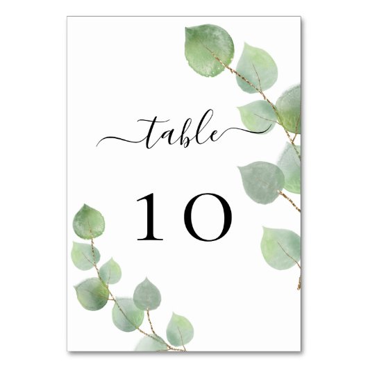 Numéro De Table Eeucalyptus mariage verdure élégante (Par défaut)