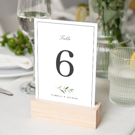 Numéro De Table Élégance Classique Script Simple Mariage de verdur