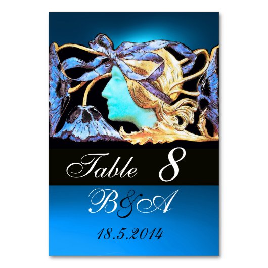 NUMÉRO DE TABLE ÉLÉGANCE ET BEAUTÉ, DAME AU RUBAN BLEU, MONOGRAMME (Dos)