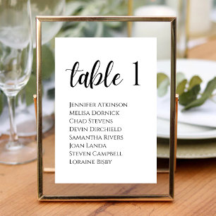 Numéro De Table Élégance Moderne de Mariage Tacheté Blanc et Noir