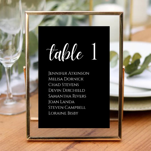 Numéro De Table Élégance Moderne Mariage Tacheté Noir et Blanc