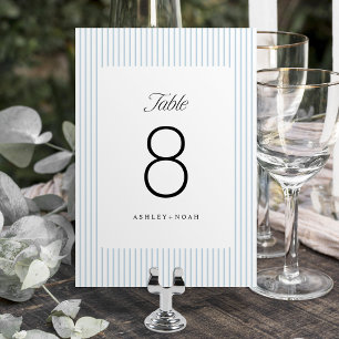 Numéro De Table Élégance rayée de bleu poussiéreux Mariage classe