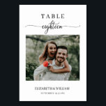 Numéro De Table Elegance Script Photo Mariage Table No Eighteen<br><div class="desc">Design moderne et élégant imprimé Élégance Script Mariage photo moderne Numéro de table Dix-huit Table Tente Card qui peut être customisé avec votre texte et ajouter chaque carte de numéro de table à votre panier, un par un. Cliquez sur le bouton "Customiser" et utilisez notre outil de conception pour modifier...</div>