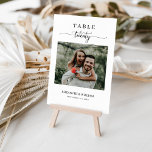 Numéro De Table Elegance Script Photo Mariage Table No Twenty<br><div class="desc">Design moderne et élégant imprimé Élégance Script Mariage photo moderne Numéro de table Carte de tente Vingt Table qui peut être customisé avec votre texte et ajouter chaque carte de numéro de table à votre panier, un par un. Cliquez sur le bouton "Customiser" et utilisez notre outil de conception pour...</div>