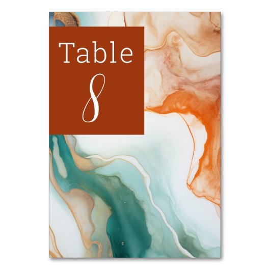 Numéro De Table Élégant Agate Abstrait moderne en terre cuite (Par défaut)
