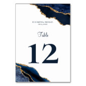 Numéro De Table Elégant Agate Marine Bleu Blanc Mariage Numéro de  (Dos)
