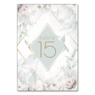 Numéro de table Elégant Albâtre Aquarelle Peony