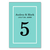 Numéro De Table Elégant Aqua Blue Custom Wedding Monogramme (Par défaut)