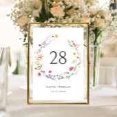 Numéro De Table Elégant Aquarelle Fleurs sauvages Mariage