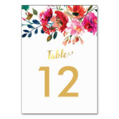 Numéro De Table Elégant aquarelle florale Blanc Gold Numéros de ta (Dos)