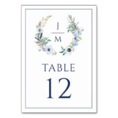 Numéro De Table Élégant aquarelle Monogramme Floral Mariage de cou (Dos)