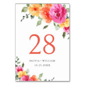 Numéro De Table Elégant Aquarelle rose clair Fleurs Mariage (Dos)