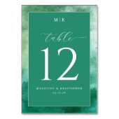 Numéro de table élégant aquarelle verte (Dos)