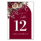 Numéro De Table Elégant Arch Bourgogne & Crème Rose Mariage (Dos)