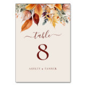 Numéro De Table Élégant automne Feuilles Mariage automne (Dos)