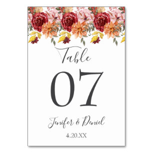 Numéro De Table Élégant automne Feuilles Mariage automne