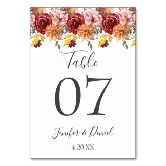 Numéro De Table Élégant automne Feuilles Mariage automne