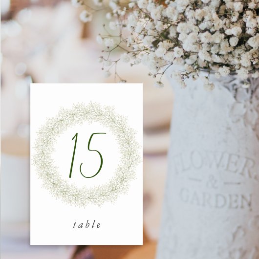 Numéro De Table Elegant Baby's Breath Wreath Bridal Shower