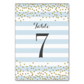 Numéro De Table Élégant Bébé Bleu Or Confettis Mariage Fête (Dos)