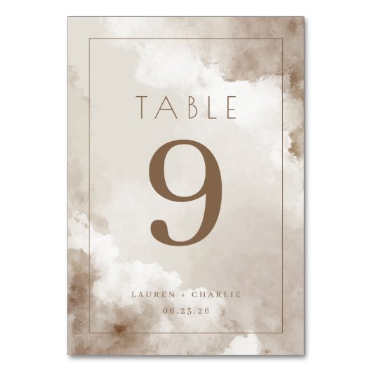 Numéro de table élégant beige aquarelle (Par défaut)