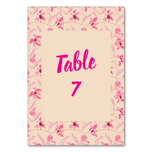 Numéro De Table Elegant Beige & Blush Pink Floral Wedding (Par défaut)