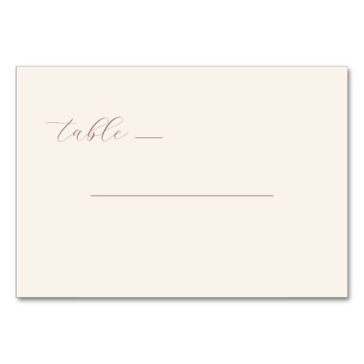 Numéro De Table Elegant Beige Calligraphy Table (Devant)