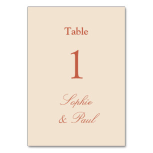 Numéro De Table Élégant beige en terre cuite