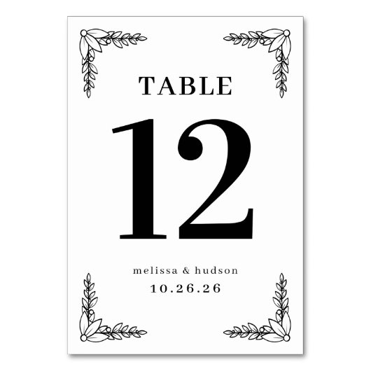 Numéro De Table Elegant Black Floral Table Number (Par défaut)