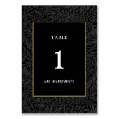 Numéro De Table Élégant Black Gold Botanical (Dos)