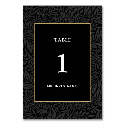 Numéro De Table Élégant Black Gold Botanical (Par défaut)