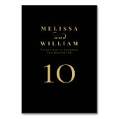 Numéro De Table Élégant Black Gold Bride et Mariage de chambre (Dos)