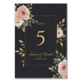 Numéro De Table Elegant Black & Gold Roses Wedding Table Number (Par défaut)