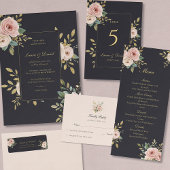 Numéro De Table Elegant Black & Gold Roses Wedding Table Number