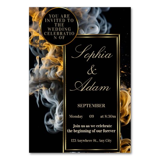 Numéro De Table Elegant Black & Gold Wedding Invitation (Par défaut)