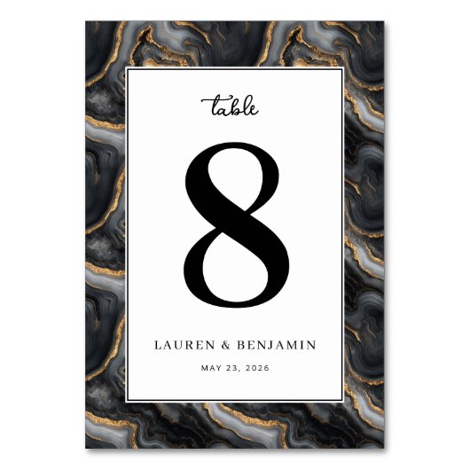 Numéro De Table Elegant Black Marbled Number Eight (Par défaut)
