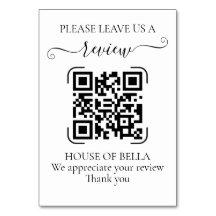Elegant Black Script QR Code Business Review