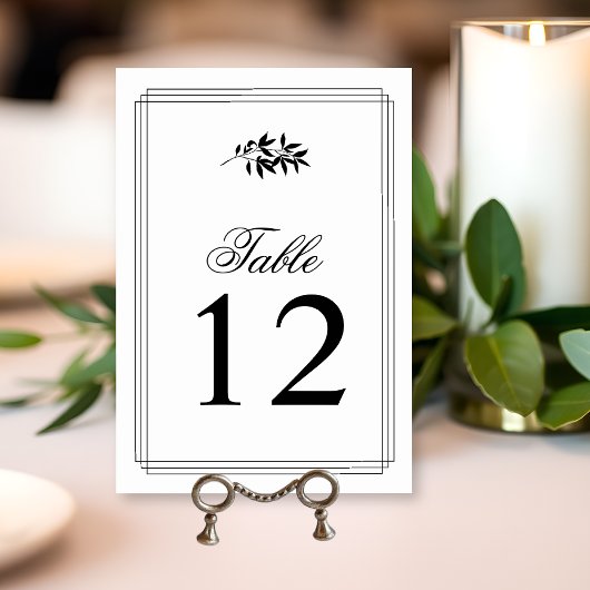 Numéro De Table Elegant black, white branch triple border wedding