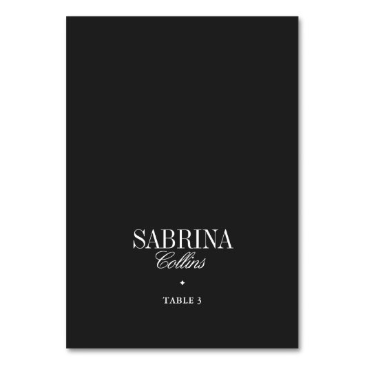 Numéro De Table Elegant Black & White Wedding Place Card (Par défaut)