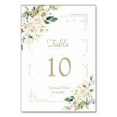 Numéro De Table Élégant blanc Fleurs de crème Mariage Parties scin (Dos)